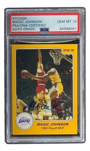Magic Johnson Signed LA Lakers 1986 Star #10 Trading Card PSA/DNA Gem MT 10 - Picture 1 of 4