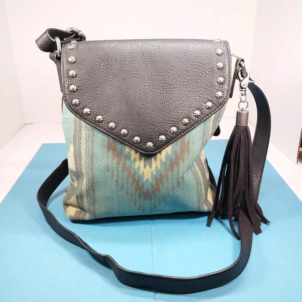 Bolso Bandolera Bolso de Hombro Blazin' Roxx Southwest Negro y Azul Oculto Foto 1 de 4