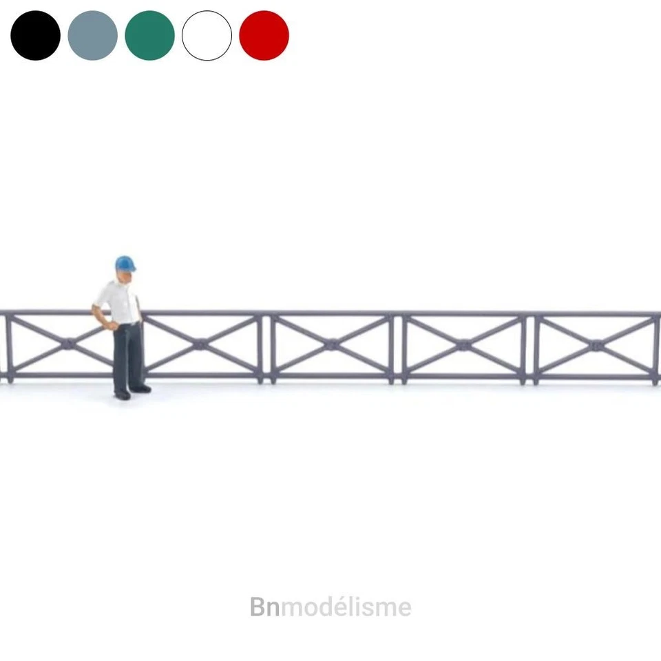 HO Lot 1m Barrières Ville 1/87 H0 Décor Modélisme Clôture Gare Train Miniature - Immagine 1 di 1