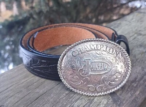 Justin Boys CHAMPION Top Grain Black Leather Belt Made in USA Size 26 811BK - Picture 1 of 2