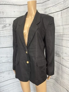 Talbots 100 % Leinen Blazer Gr. 10 schwarz vollständig gefüttert 2 Knöpfe raffiniert gebraucht, in einwandfreiem Zustand - Bild 1 von 17