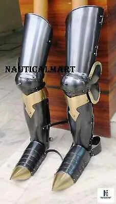 Armadura de pierna completa medieval Times SCA protectores de piernas armadura de pierna de acero recreación Foto 1 de 2