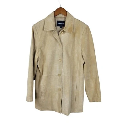 Abrigo Chaqueta De Colección Y2K Gamuza Cuero Talla XL Abotonada Bronceada Vaquera Western Foto 1 de 4