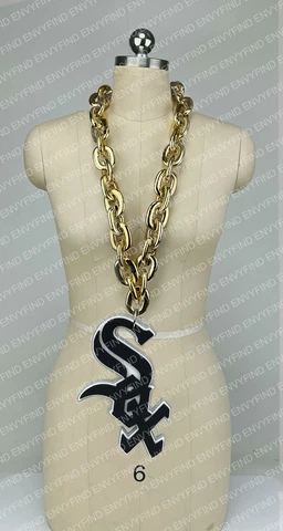 New MLB CHICAGO WHITE SOX GOLD Jumbo Big Fan Chain Necklace Foam MI USA Cover