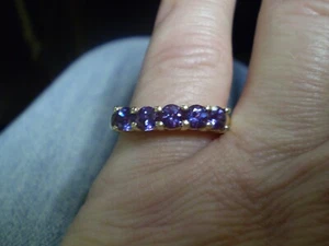 14K Yellow Gold Ladies 5 Alexandrite Row Ring 5.3 grams - Picture 1 of 4