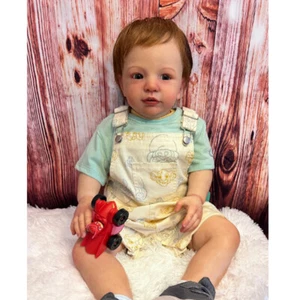 Encantadora muñeca bebé renacida de 28" para niño pequeño amarillo pelo corto tela enraizada cuerpo juguete de regalo - Imagen 1 de 4