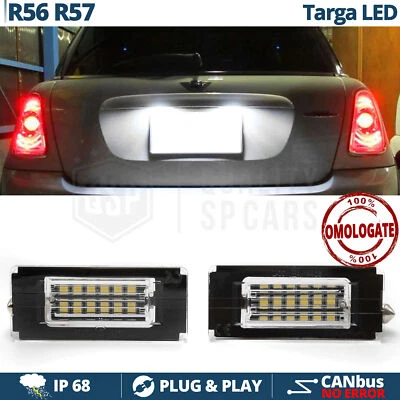 2 PLACCHETTE Luci TARGA LED PER Mini Cooper R56 R57 06-13 CANBUS Bianco 6.500K - Immagine 1 di 4