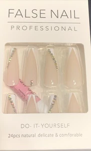 Press On False Nails 24 Pieces NEW ~ French Bling - Picture 1 of 2