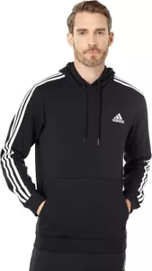 Size M - Adidas Men's Standard Essentials Fleece 3-Stripes Hoodie, Black/White - Picture 1 of 3