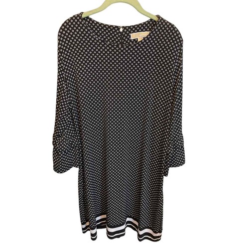 Abito Michael Kors bianco e nero manica arricciata