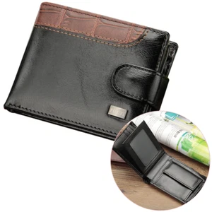 Men's Leather Foldable Short Wallet Multi Card Card Bag Cash Coin Wallet Handbag - Picture 1 of 7