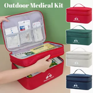 Double-layer Family First Aid Kit Portable Outdoor Storage Bag Travel Pill Case - Picture 1 of 32