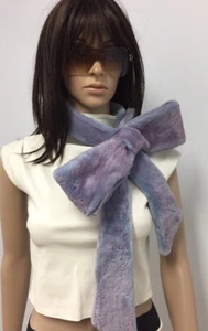 NEW GENUINE SHEARED BEAVER FUR STOLE BOWL WRAP COLLAR BLUE PINK - Picture 1 of 4