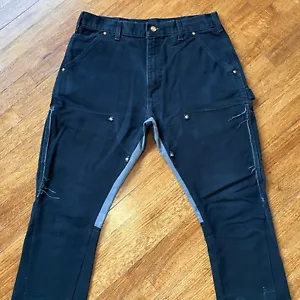 Pantalones Carhartt de Colección para Hombres 30x33 Negros Espalda Desnuda Tachonados Distress Dbl Rodilla Lona - Imagen 1 de 22