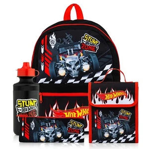 Hot Wheels Backpack 4 Pc School Set with Lunch Bag, Water Bottle & Pencil Case - Picture 1 of 9