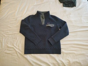 Patagonia Women Organic Cotton Quilt Snap-T Pocket Pullover Green Blue S - Picture 1 of 10