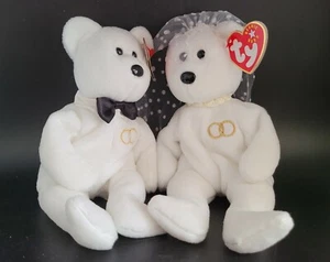 Juego de osos de boda Ty Beanie Babies "His & Hers" The Bride and Groom 2004 nuevo con etiquetas - Imagen 1 de 12
