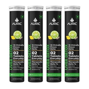 Auric Liver Detox Effervescent | 80 Tablets Fizzy Water with 10 Ayurvedic Herbs - Picture 1 of 8