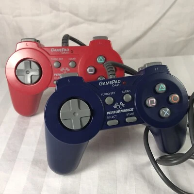 2 mandos gamepad de rendimiento, rojo/azul, PS1 (PS One) P-1151/2 | sin probar Foto 1 de 4