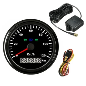 85mm GPS Black 120KM/H Speedometer with Turning Indicators for Auto Truck Marine - Picture 1 of 8