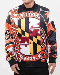 PRO STANDARD MLB BALTIMORE ORIOLES MASHUP MEN'S SATIN JACKET ORANGE BLACK SZ XL - Picture 1 of 4