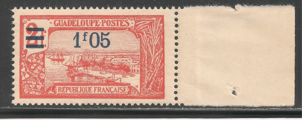 Guadeloupe #90 (A10) VF MNH - 1924-27 1.05fr on 2fr Pointe-a-Pitre, Grand-Terre  - Image 1 of 1