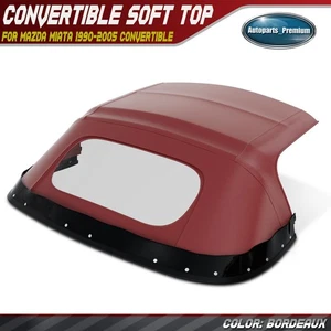 Tapa blanda convertible Burdeos con ventana trasera de plástico y riel de lluvia para Mazda Miata - Imagen 1 de 10