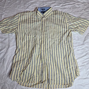 Vintage Tommy Hilfiger Blau Gelb Streifen Knopfleiste Kurzarm Hemd Herren XL 2-lagig - Bild 1 von 6