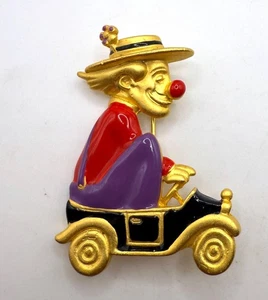 Broche payaso vintage en coche esmalte Danecraft - Imagen 1 de 10