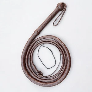 Frusta Indiana Jones originale pelle di mucca lunga 8 piedi fatta a mano marrone scuro - Foto 1 di 7
