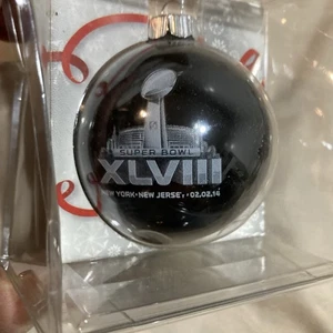 2014 NFL Superbowl XLVlll Vidrio Navidad Adorno Bombilla Nuevo En Paquete NYNJ - Imagen 1 de 5
