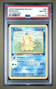 Psyduck 2000 Pokemon Team Rocket 1st Edition #65 PSA 8 NM-MT - Picture 1 of 2