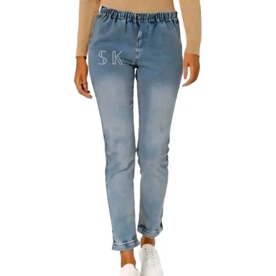 DG2 DIANE GILMAN Tirador Cintura Elástica Tobillo Jeggings Azul Jean Talla P-XS Foto 1 de 4