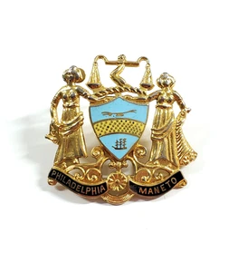 Vintage Obsolete Philadelphia Maneto Seal Crest Uniform Hat Badge Seal - Picture 1 of 5
