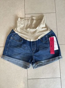 NWT Blue Savvy Maternity Jean Shorts Women's Size M Cuffed Full Panel - Picture 1 of 4