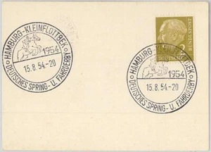 56670  - GERMANY - POSTAL HISTORY: Postmark on CARD 1954- HORSE racing - Picture 1 of 1