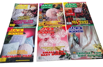 6 Vtg. 1994  Magic Crochet magazines  Feb.88,Apr.89,June90, Aug.91,Oct.92,Dec91 - Image 1 of 4