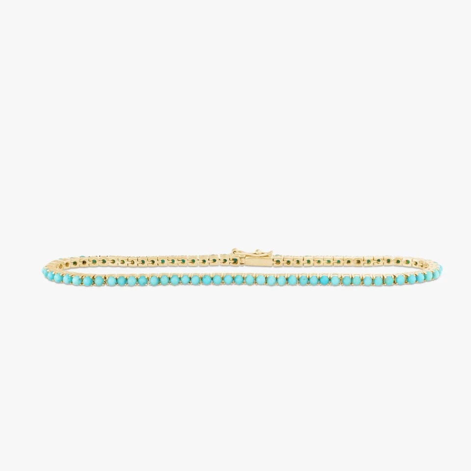 Turquoise Tennis Bracelet 14K Gold - Image 1 of 1