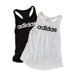 PACCHETTO (2) Canotte Adidas Racerback Logo Anteriore Nero Bianco Activewear S - Foto 1 di 13