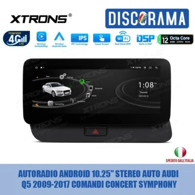 AUTORADIO ANDROID 10.25" STEREO AUTO AUDI Q5 2009-2017 COMANDI CONCERT SYMPHONY - Immagine 1 di 4