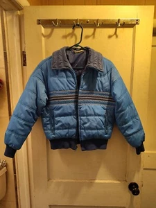 VTG 80s Blue Bomber Short Jacket USA Made Sz 12 - Picture 1 of 4