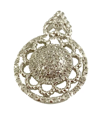 Olivia Round Lace Natural Diamond Pendant in Sterling Silver - Image 1 of 4
