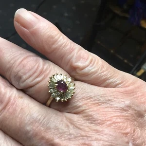 14 K Yellow Gold Ruby And Diamond Ring Size 8 - Picture 1 of 9