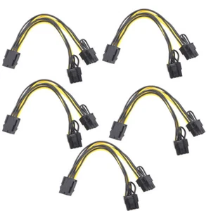 5X PC 6pin to Dual 8Pin(6+2)Copper PCI-E Cable 18AWG Mining Power Splitter Cable - Picture 1 of 6