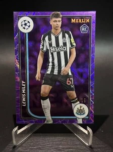 2023-24 Topps Merlin Chrome UEFA Purple Wave Refractor #67 Lewis Miley RC 03/15 - Picture 1 of 2