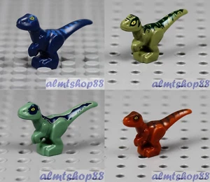 LEGO - Set of 4 Dinosaurs Combo Blue Green - Baby Raptor T Rex Jurassic Park - Picture 1 of 1