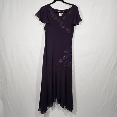 Vintage COLDWATER CREEK Y2K Whimsigoth Fairy WINE Embellished Maxi Dress Size 10 - Image 1 of 4