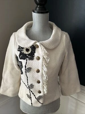 Chaqueta Blazer Nick And Mo Exclusiva Colección Para Nordstrom Blanca Con Volantes Talla S Foto 1 de 4