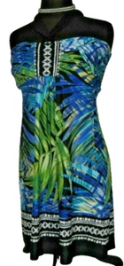 J.F.W. Womens Dress Halter Summer Mini Tropical Hawaiian  Blue size Large - Picture 1 of 6