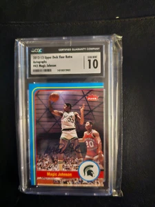 2012 13 Upper Deck Fleer Retro Auto #45 Magic Johnson Spartans LA Lakers CGC 10 - Picture 1 of 2